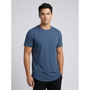 BYLT Premium Basics Lux Drop Cut T-Shirt Mens Medium Blue Micro Dot Pattern Tee